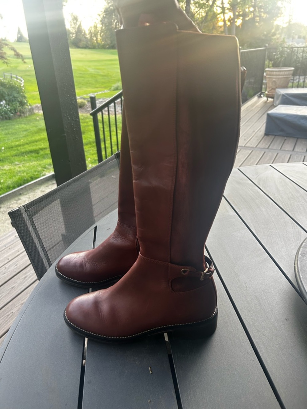 Cole Haan Women's Leather Ankle Boot - Brown with Red Accent